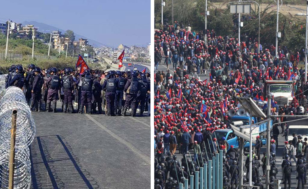 दुर्गा प्रसाई र युवा संघ समूहको प्रदर्शनले उपत्यकाको सवारी आवागमन अस्तव्यस्त