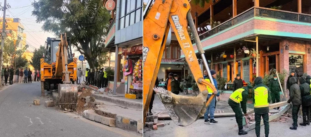 बार्दली रेष्टुरेन्टलेको संरचनामा महानगरले चलायो डोजर