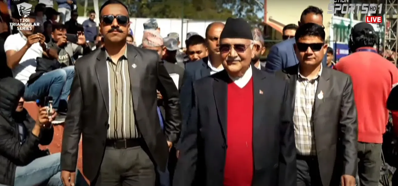 नेपाल र नेदरल्याड्सको खेल हेर्न ओ‌ली पुगे टीयू मैदान