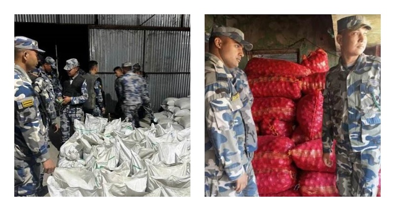 नवलपरासीको सुस्ताबाट झन्डै २ हजार बोरा चिनी, केराउ र प्याज बरामद