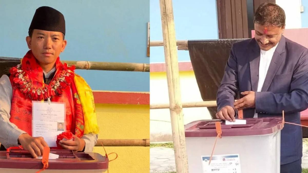 इलाम-२ : एमालेका नेम्वाङ र काँग्रेसका उम्मेदवार खड्काले गरे मतदान