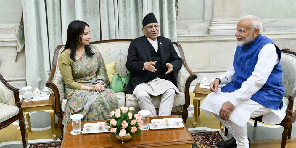 प्रधानमन्त्री प्रचण्ड र मोदीबीच भेटवार्ता