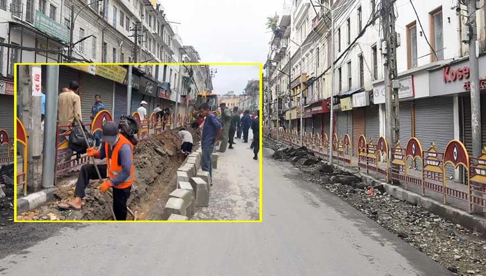 न्युरोडको फुटपाथ विस्तार आजदेखि पुनः सुरु
