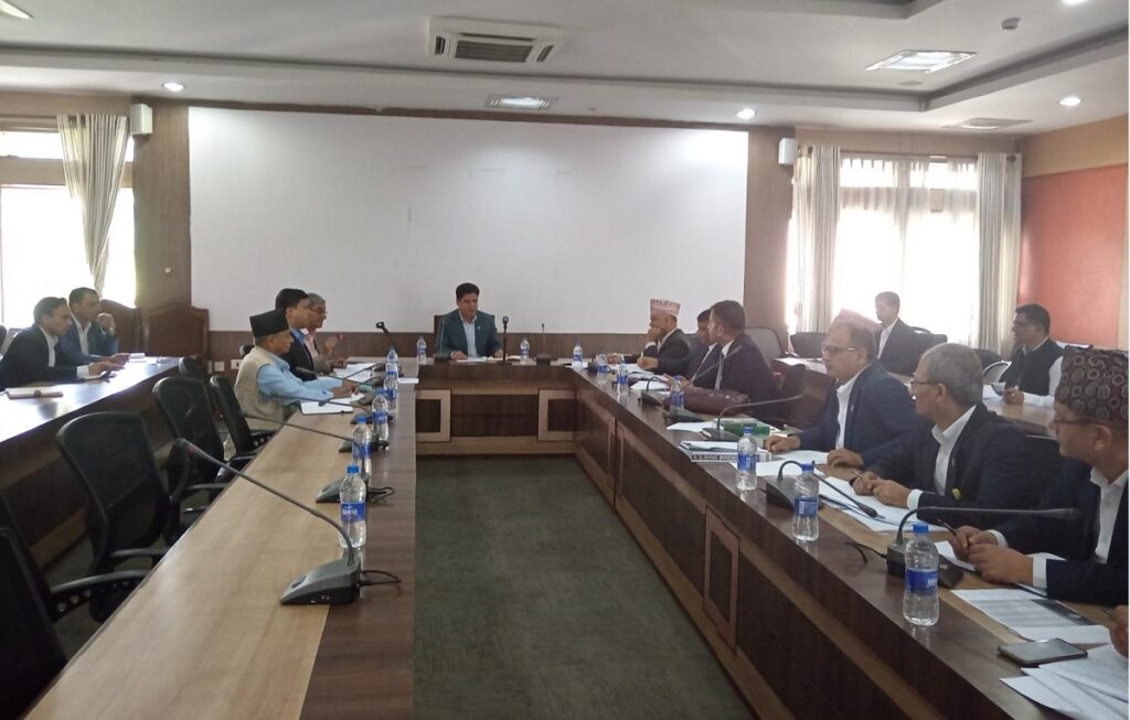 उद्योगमन्त्री भण्डारी र तीन दलका प्रमुख सचेतकहरुबीच छलफल