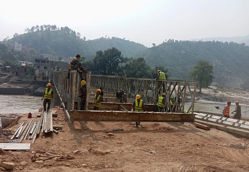 रामेछाप र सिन्धुली जोड्ने खुर्कोटको पुल निर्माणको काम तीव्र