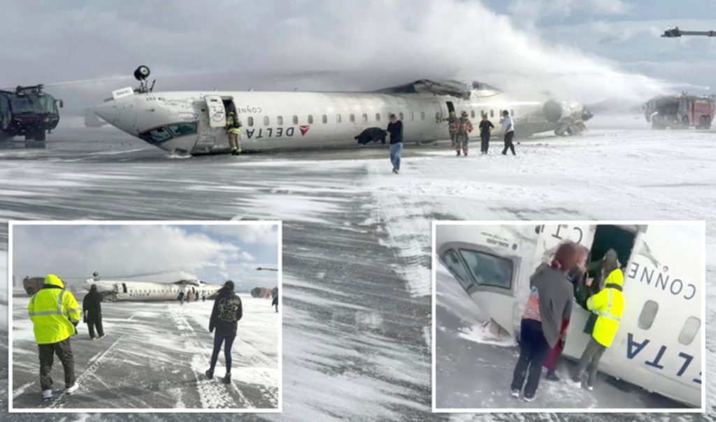 क्यानडाको टोरन्टोमा अवतरण गर्ने क्रममा विमान पल्टियो, १९ जना घाइते, तीन जनाको अवस्था गम्भीर