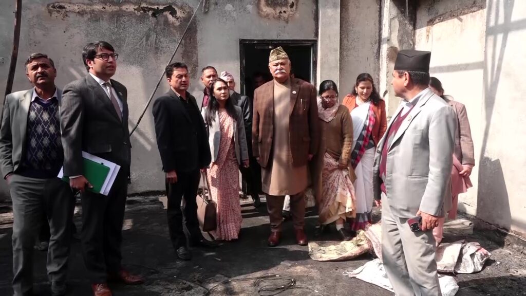 पूर्वाधार तथा विकास समितिद्वारा आगलागी भएको खानेपानी मन्त्रालयको अनुगमन