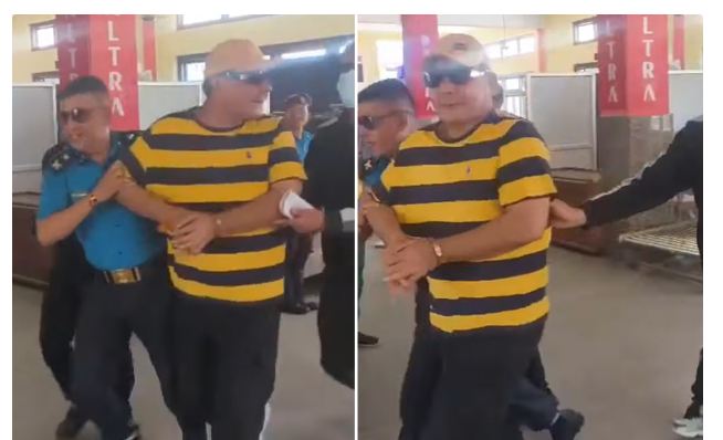 दुर्गा प्रसाईंलाई हत्कडी लगाएर काठमाडौं ल्याइँदै