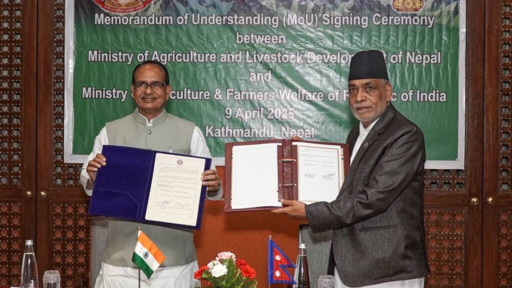 भारतीय कृषि मन्त्री नेपाल भ्रमणमा, कृषि क्षेत्रमा सहकार्य सम्बन्धी समझदारीपत्रमा हस्ताक्षर