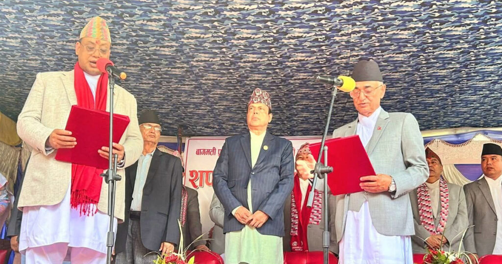 वाग्मतीका नवनियुक्त मुख्यमन्त्री इन्द्र बानियाँले लिए शपथ